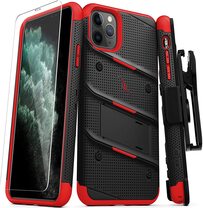 ZIZO Bolt Military Kickstand Case with Belt Clip Holster & Tempered Glass